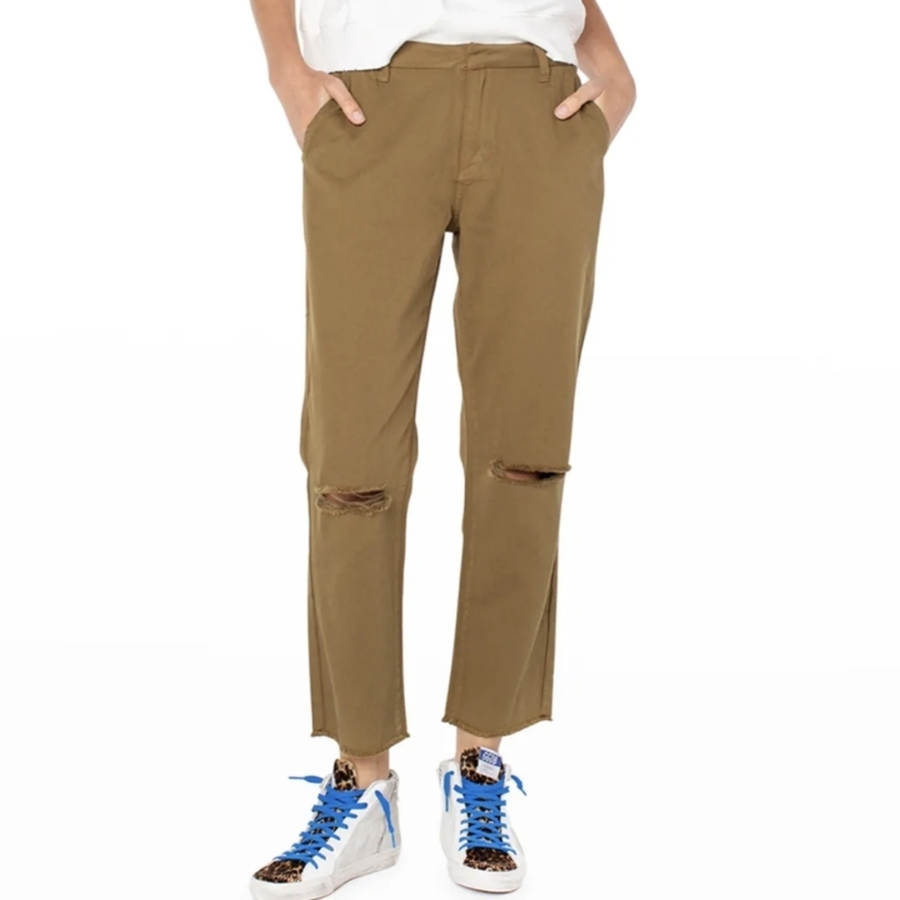 Serra By Joie Rucker Tan Camel Khaki The Finn Distressed Trouser Pants‎ Size 25